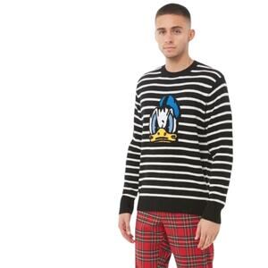 Disney x Forever 21 Men’s Striped Knit Terry Donald Duck Sweater Anniversary S